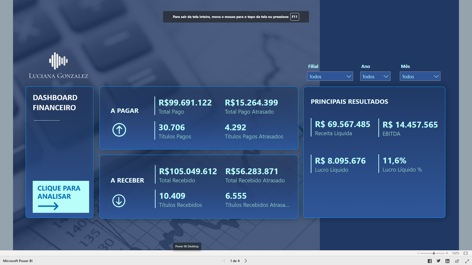 dashboard Power BI para DRE